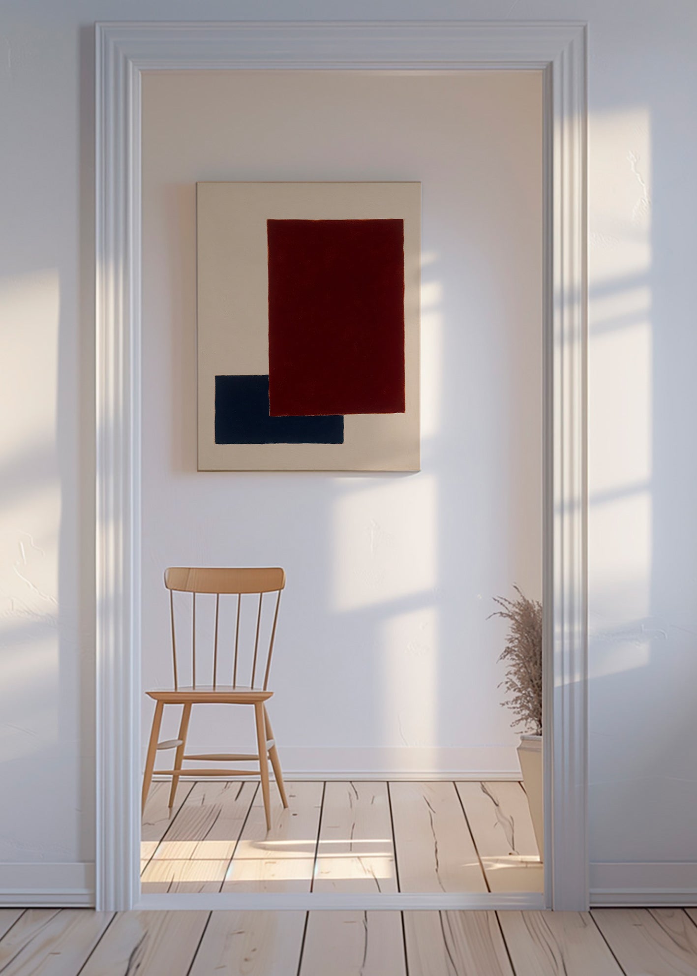 Geometrisk maleri med overlappende rektangler – Canvas