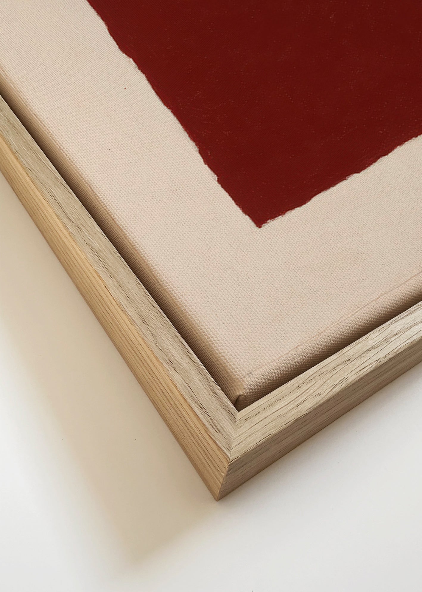 Abstrakt billede med bordeaux rektangel – Canvas detail