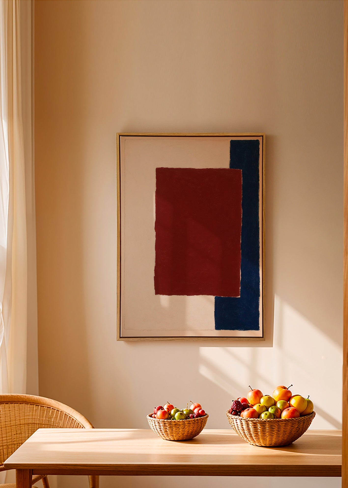Abstrakt billede med bordeaux rektangel – Canvas1