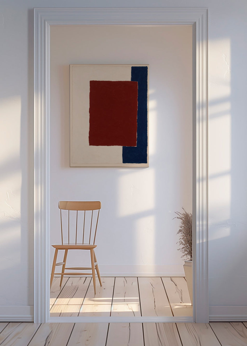 Abstrakt billede med bordeaux rektangel – Canvas