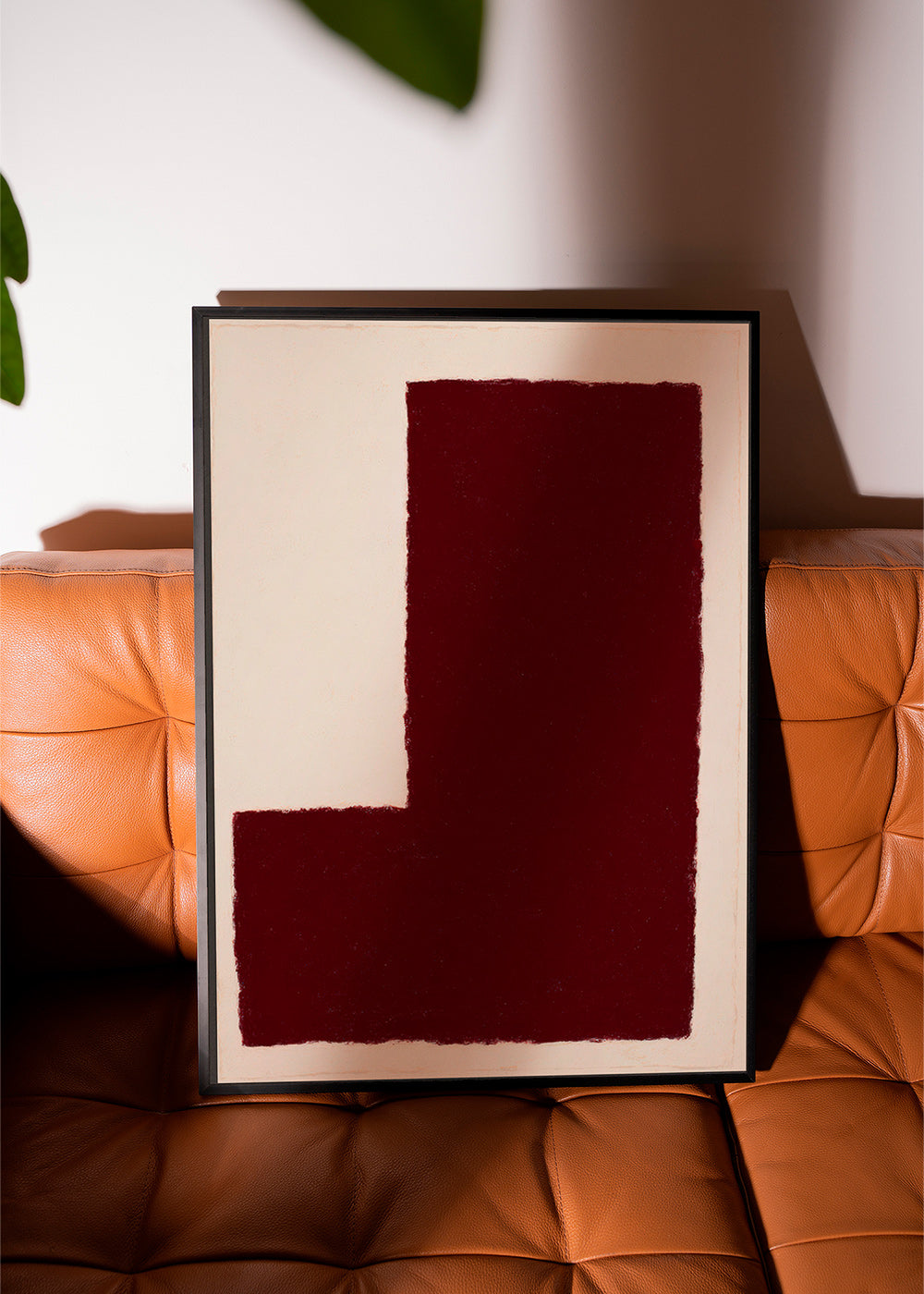 Abstrakt maleri med stor bordeaux blok – Product1