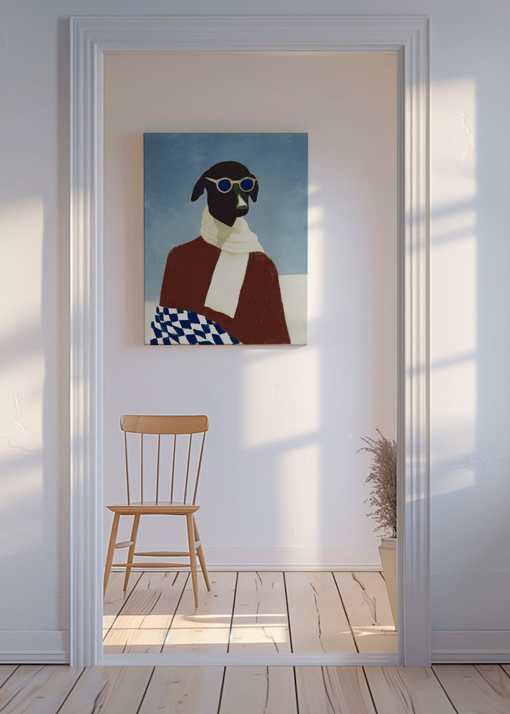 Plakat hund med vinterskjerf – Canvas