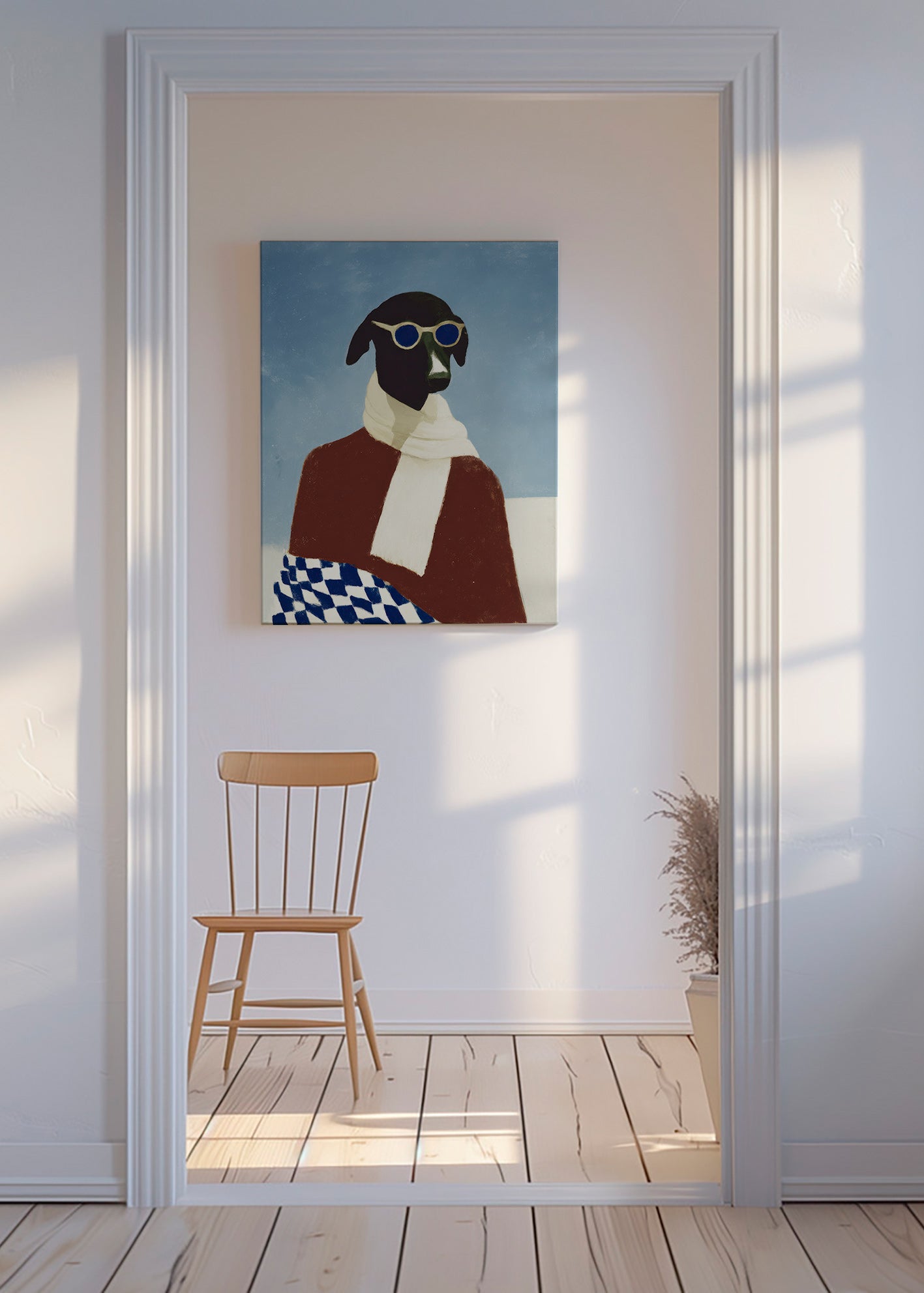 Plakat hund med vinterskjerf – Canvas