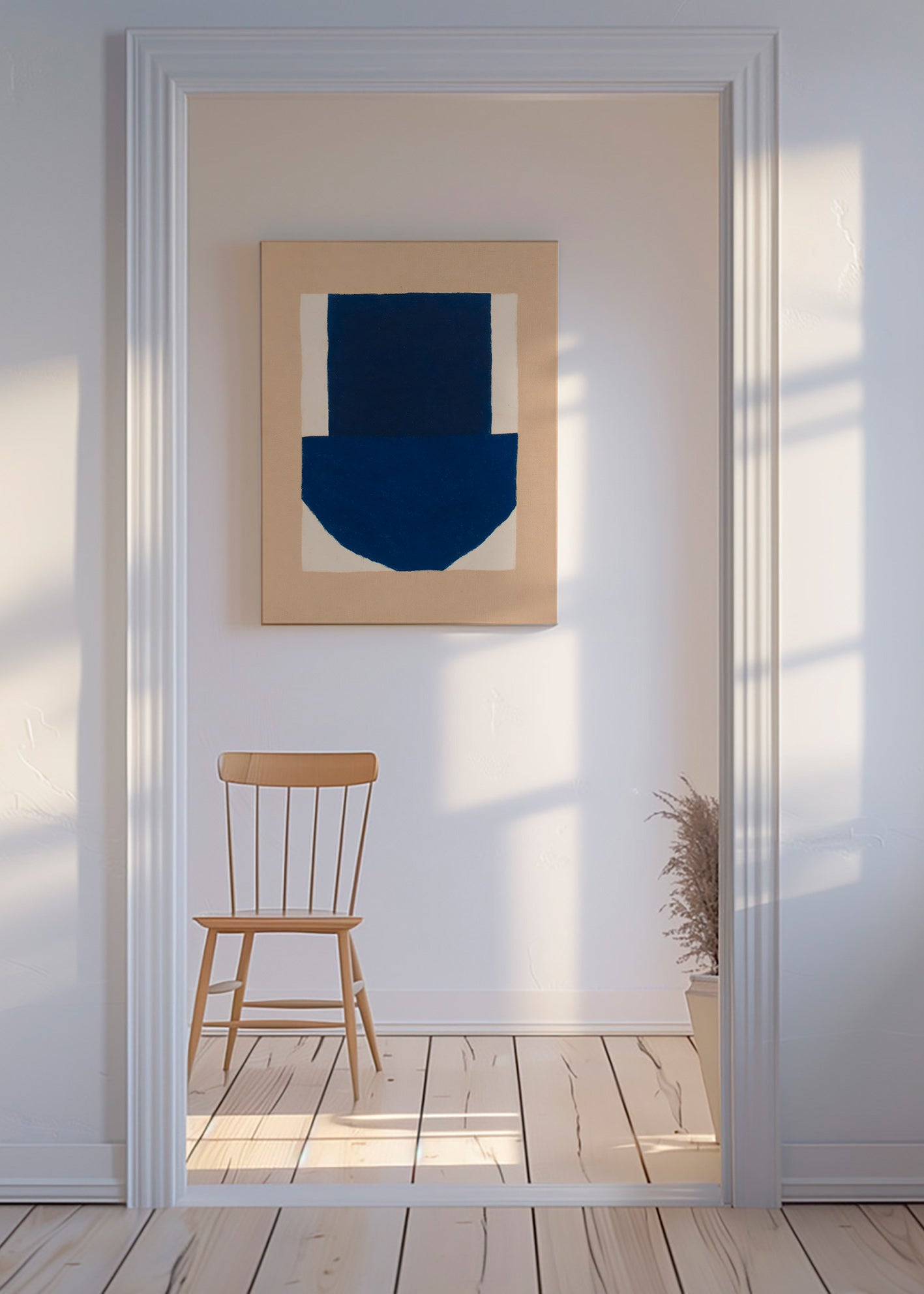 Geometrisk billede med navy blok – Canvas