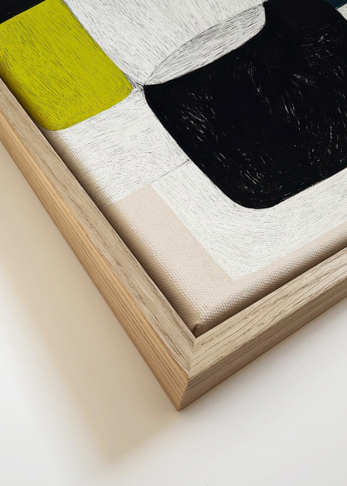 Geometrisk billede med farveblokke – Canvas detail