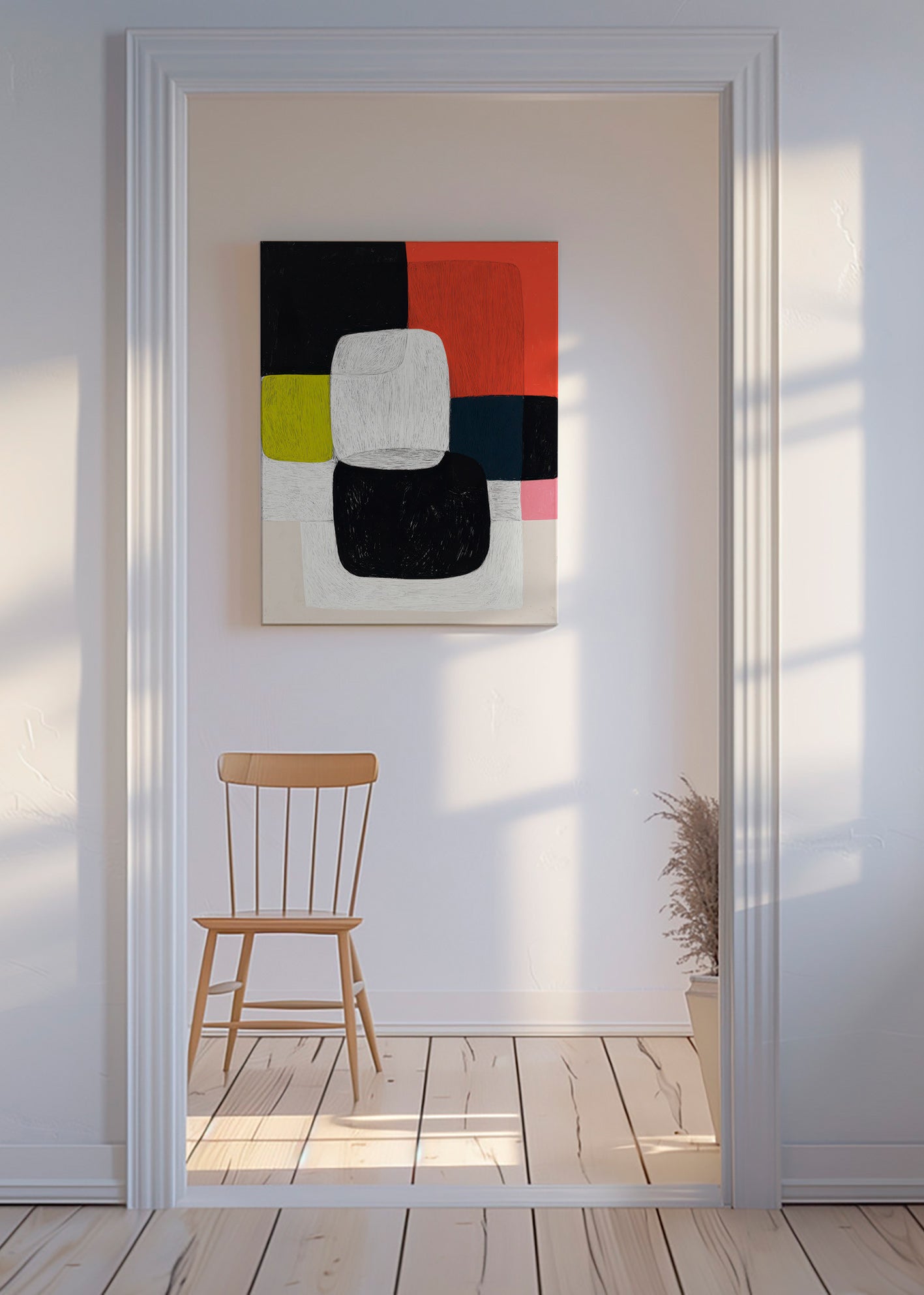 Geometrisk billede med farveblokke – Canvas