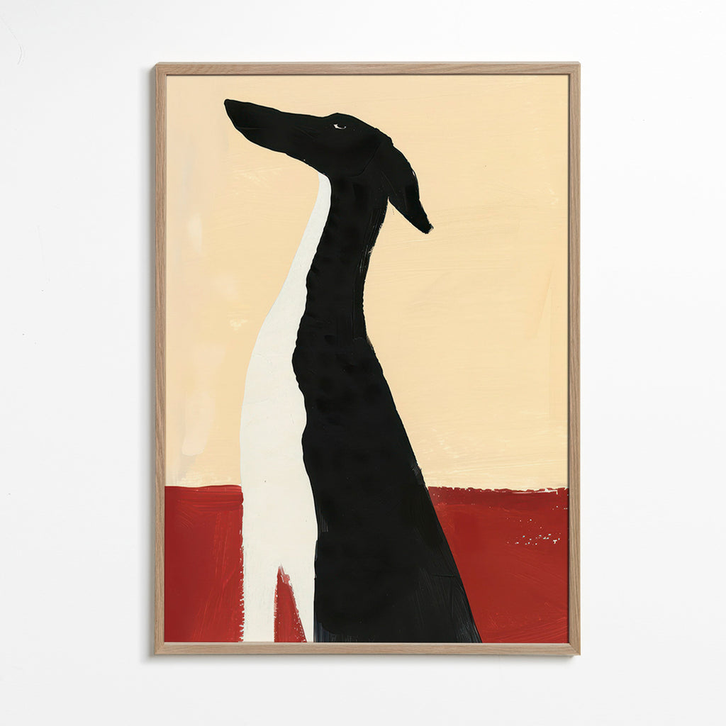 Elegant galgo i minimalistisk komposition – Oak Frame