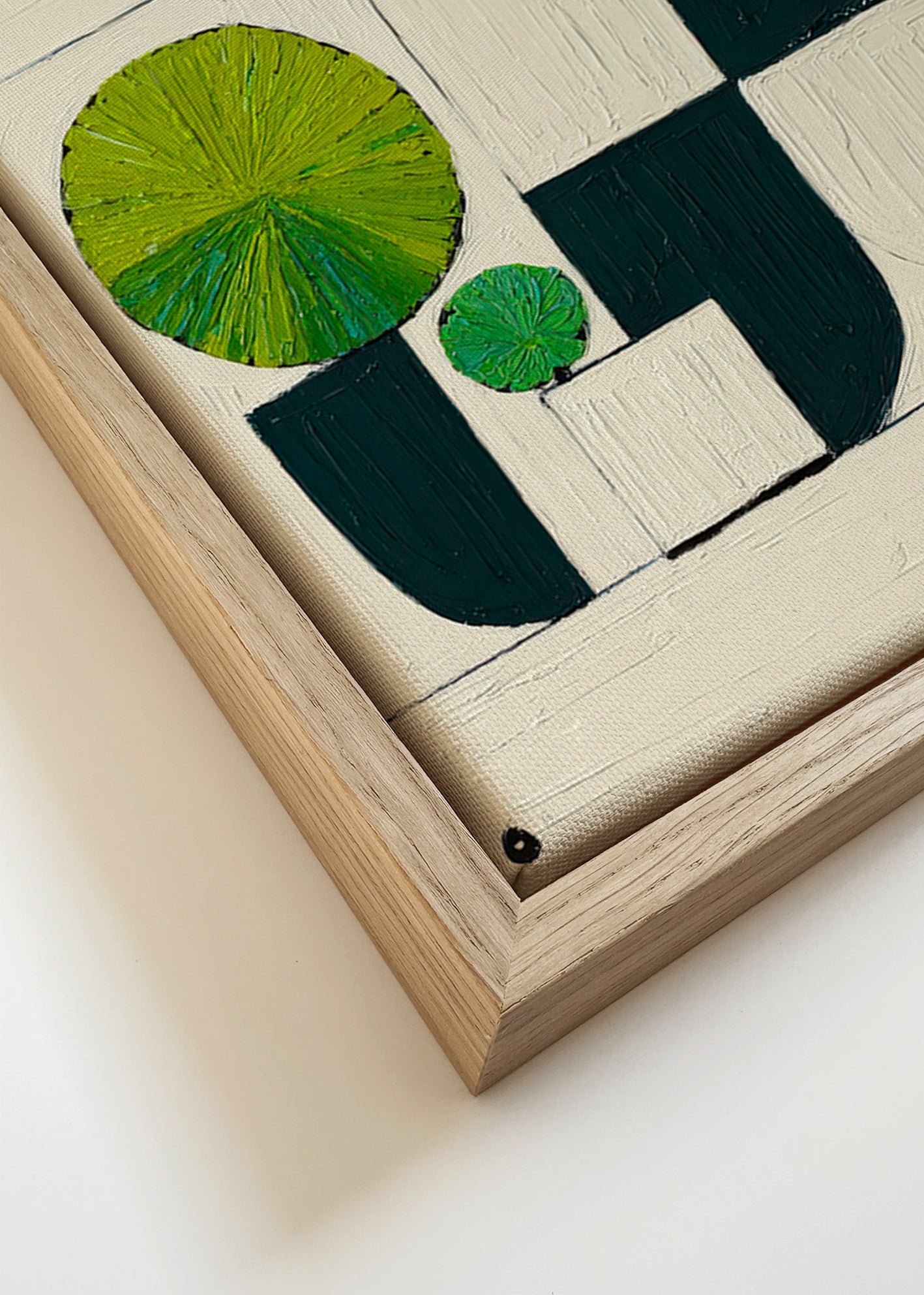 Botanisk plakat med geometriske bladmotiver – Canvas detail