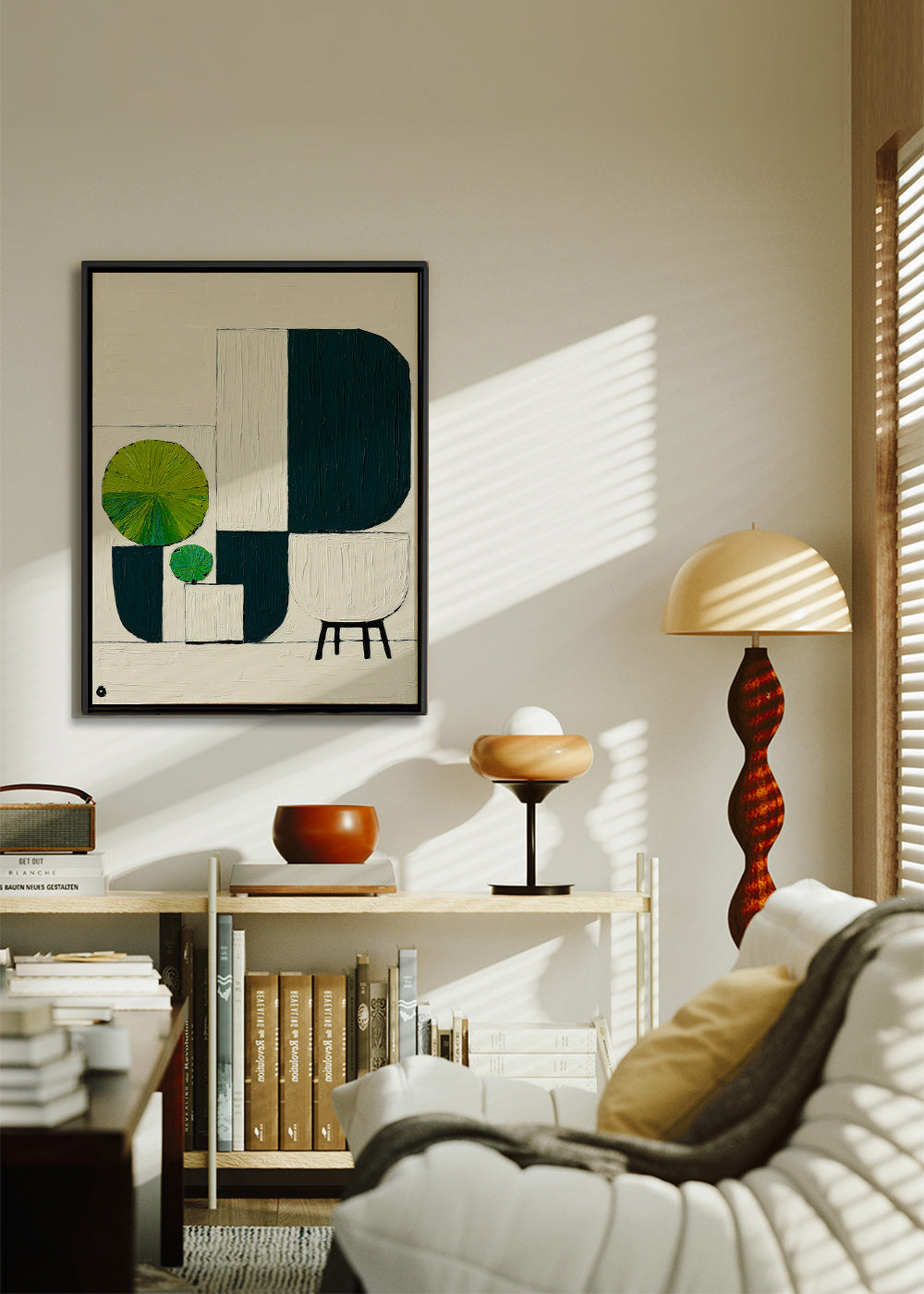 Botanisk plakat med geometriske bladmotiver – Canvas1