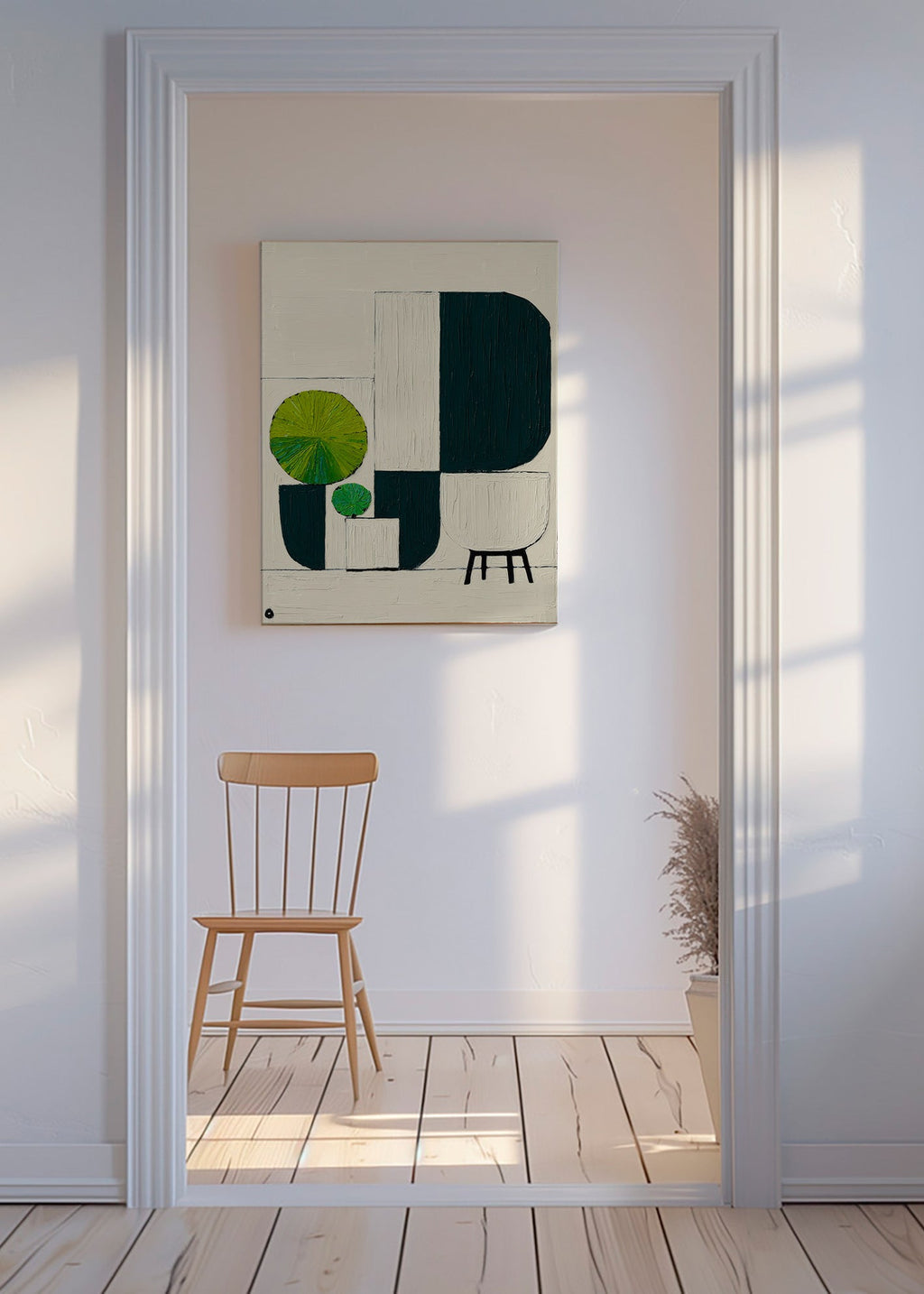 Botanisk plakat med geometriske bladmotiver – Canvas
