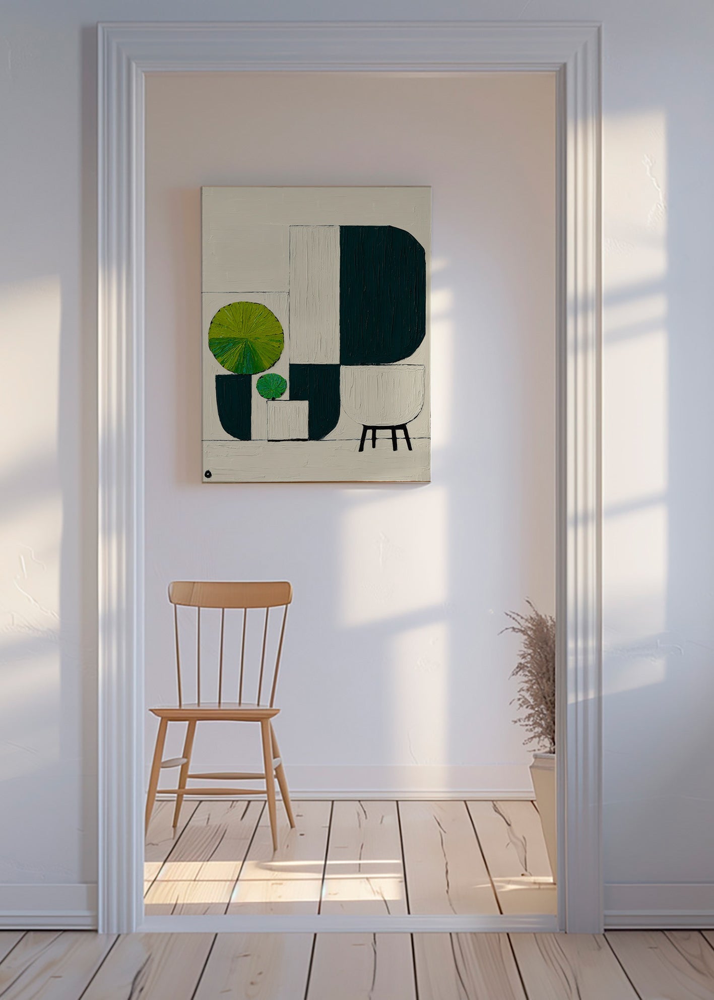 Botanisk plakat med geometriske bladmotiver – Canvas