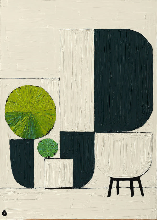 Botanisk plakat med geometriske bladmotiver