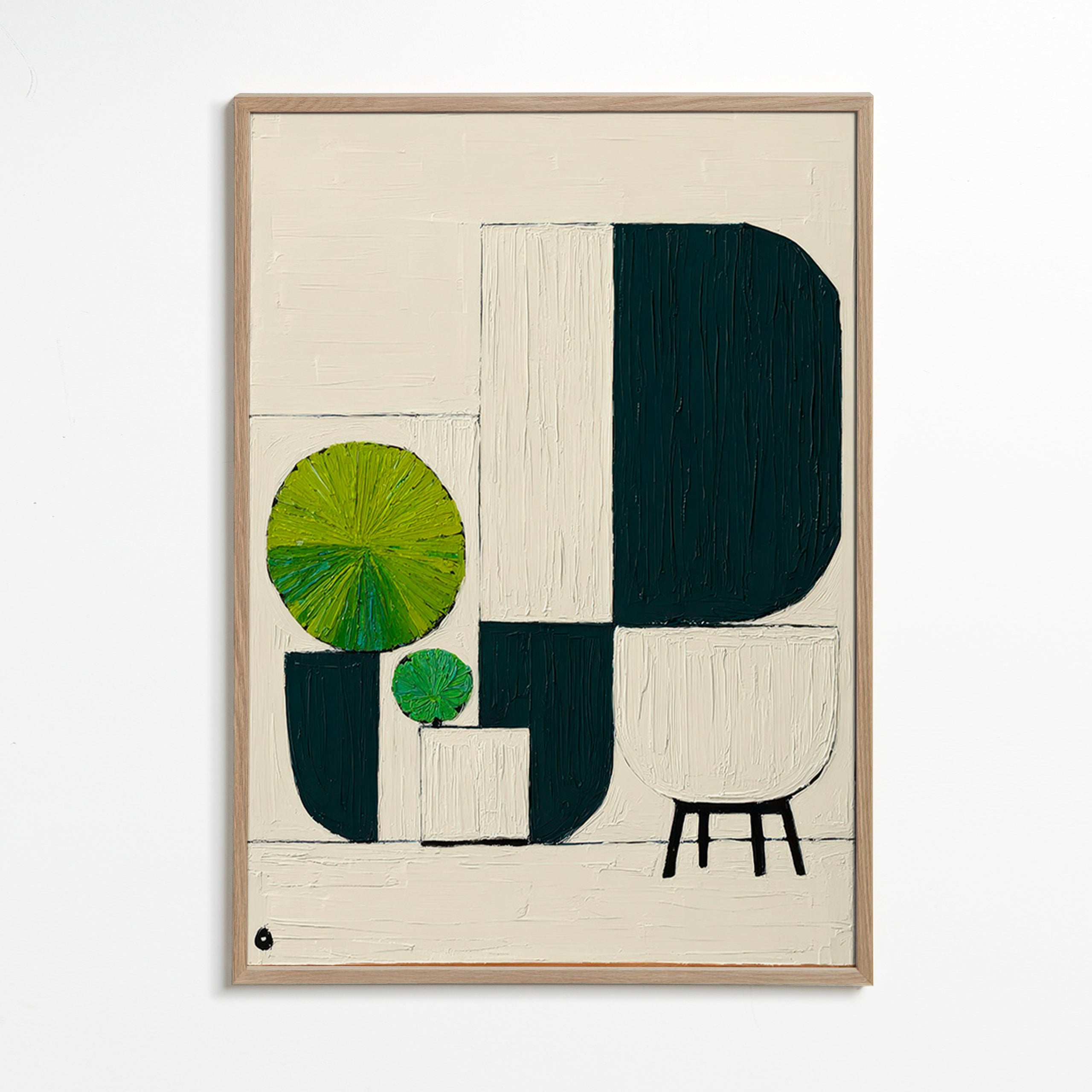 Botanisk plakat med geometriske bladmotiver – Oak Frame