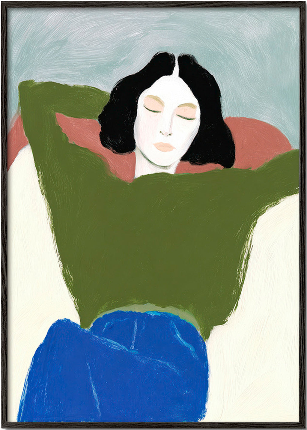 Liggende illustration med grøn sweater – Black Frame