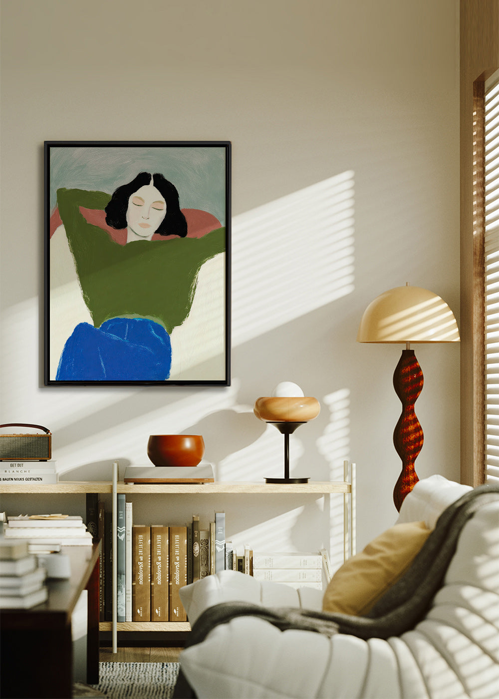 Liggende illustration med grøn sweater – Canvas1