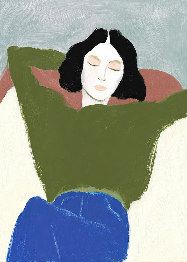 Liggende illustration med grøn sweater