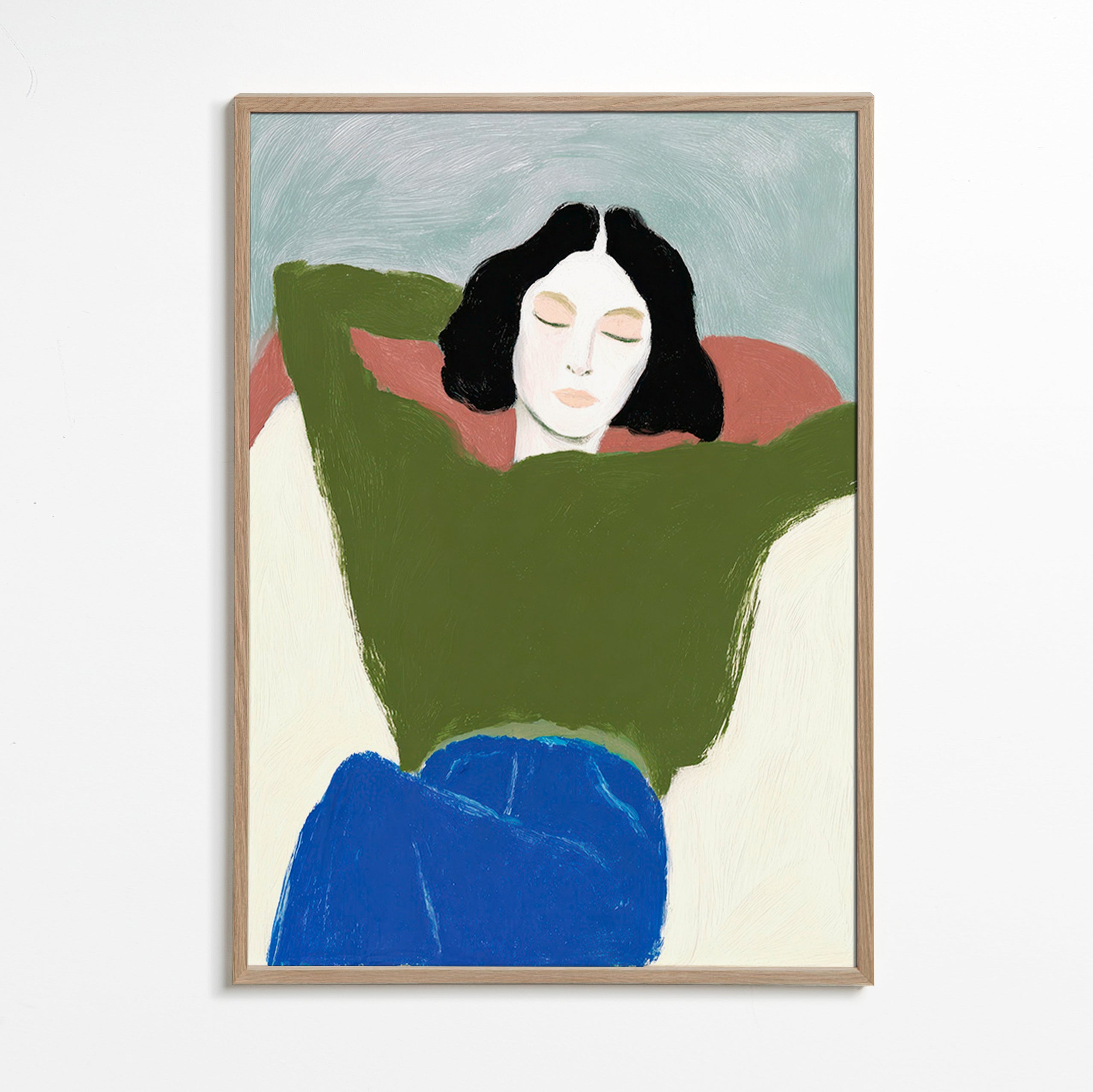 Liggende illustration med grøn sweater – Oak Frame