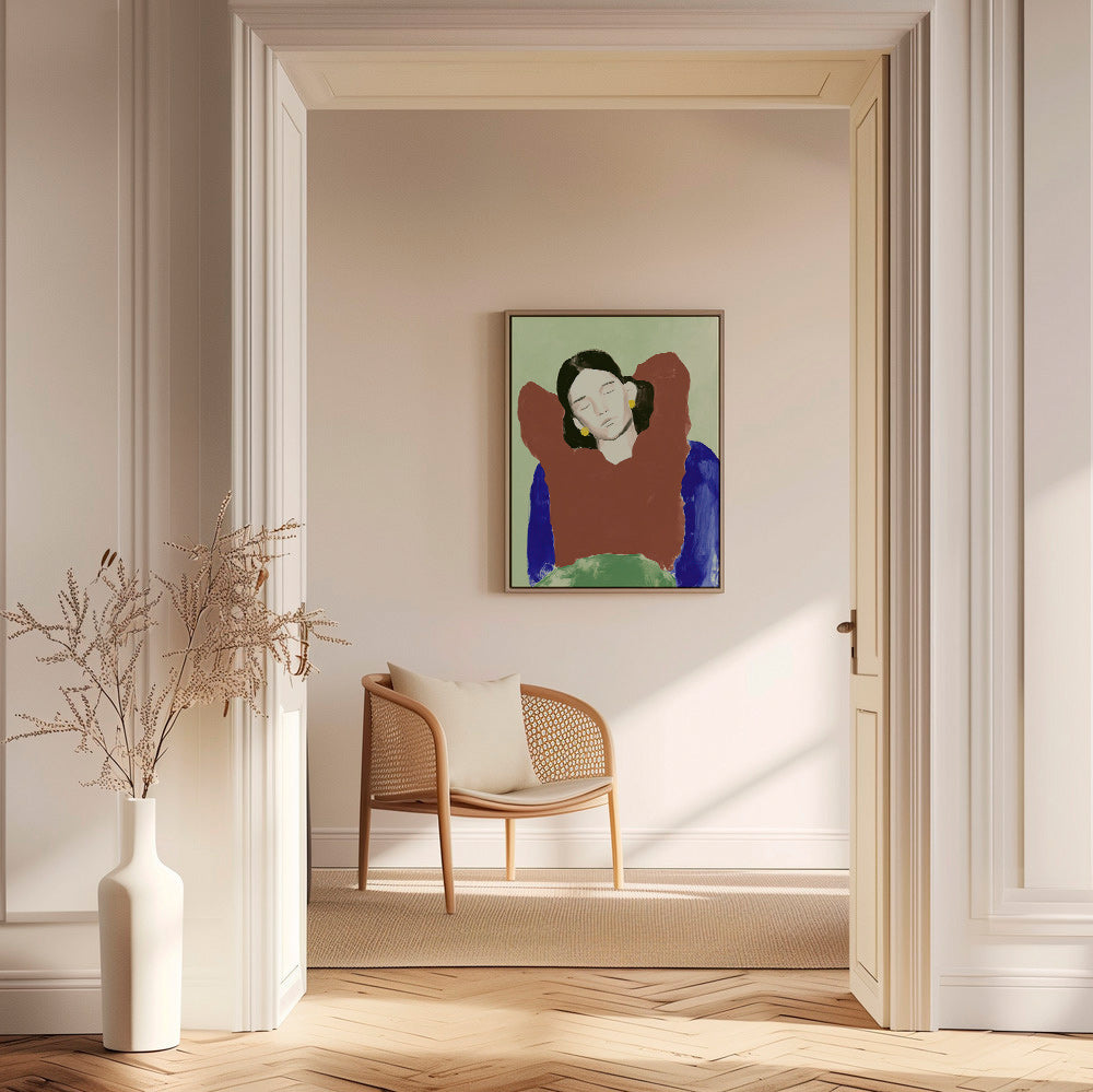 Illustration af liggende figur med roligt udtryk – Canvas1