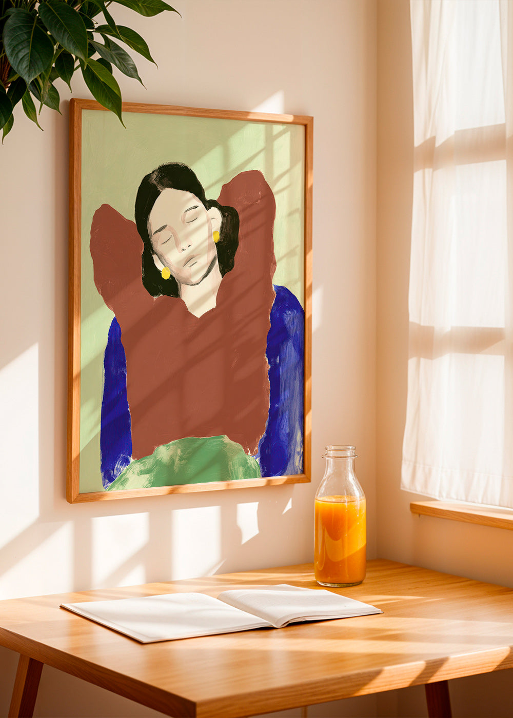 Illustration af liggende figur med roligt udtryk – Product1