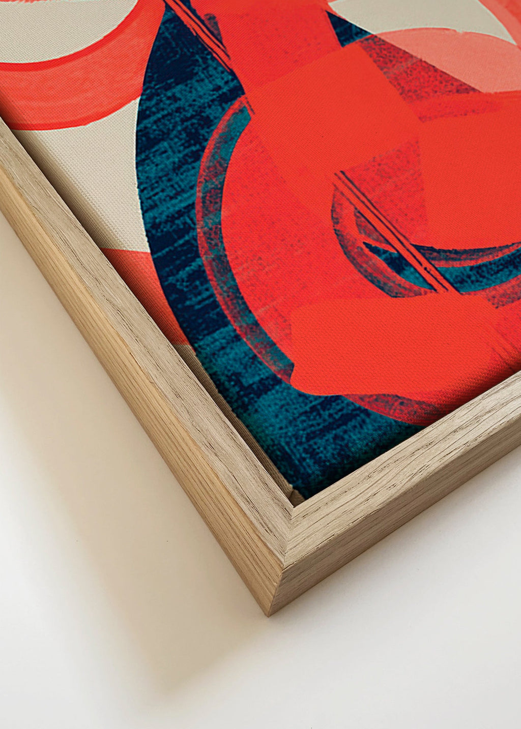 Abstrakt kunst med røde spiralformer og vertikal bevægelse – Canvas detail