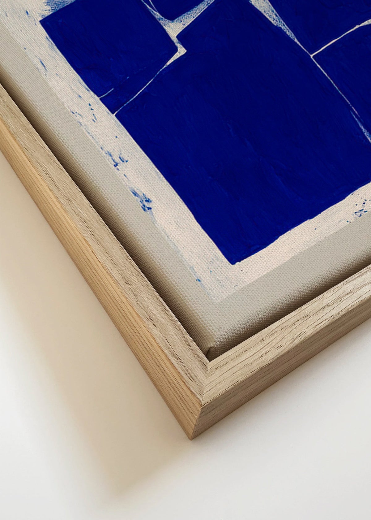 Geometrisk kunst indigo blokke – Canvas detail