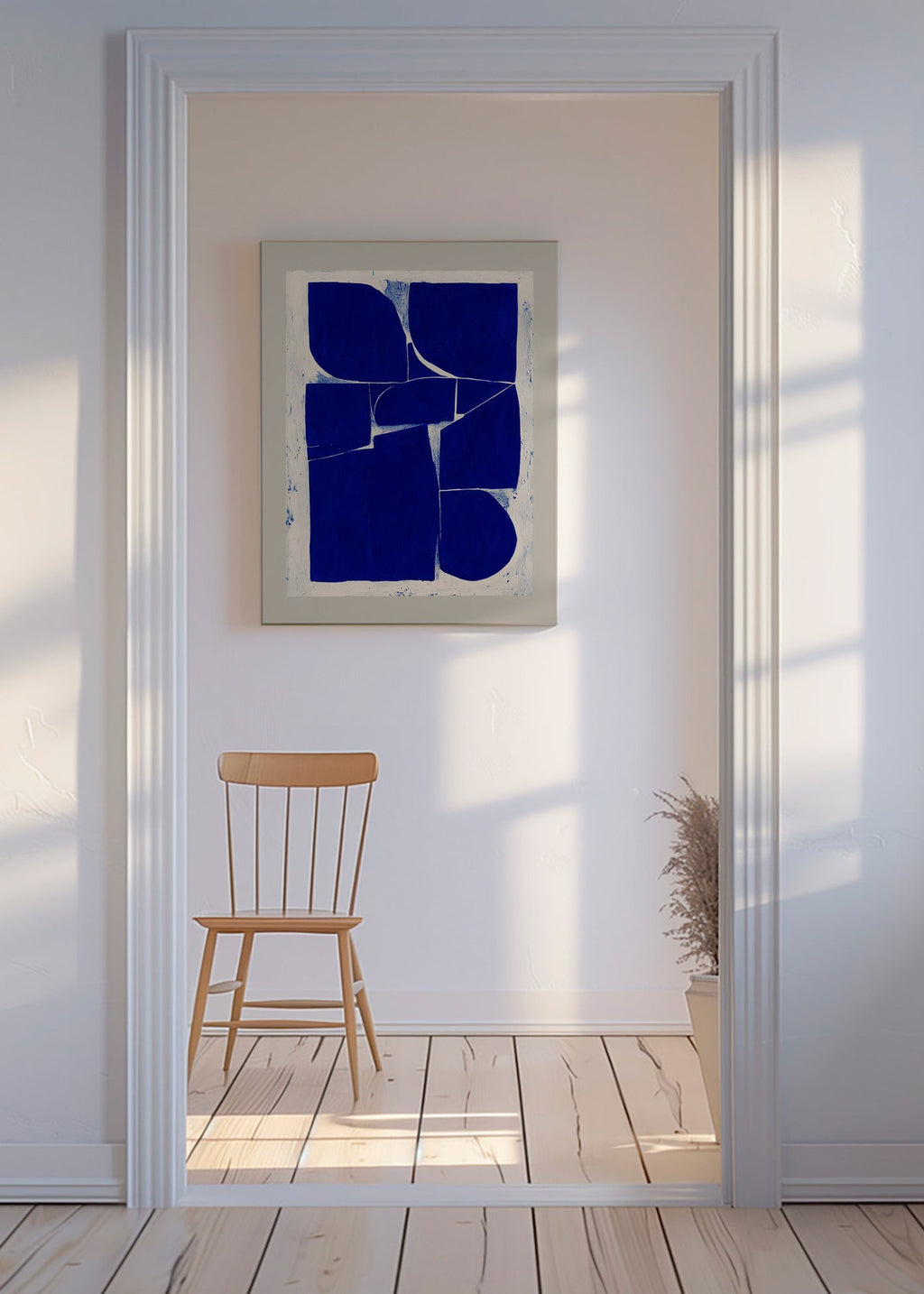 Geometrisk kunst indigo blokke – Canvas