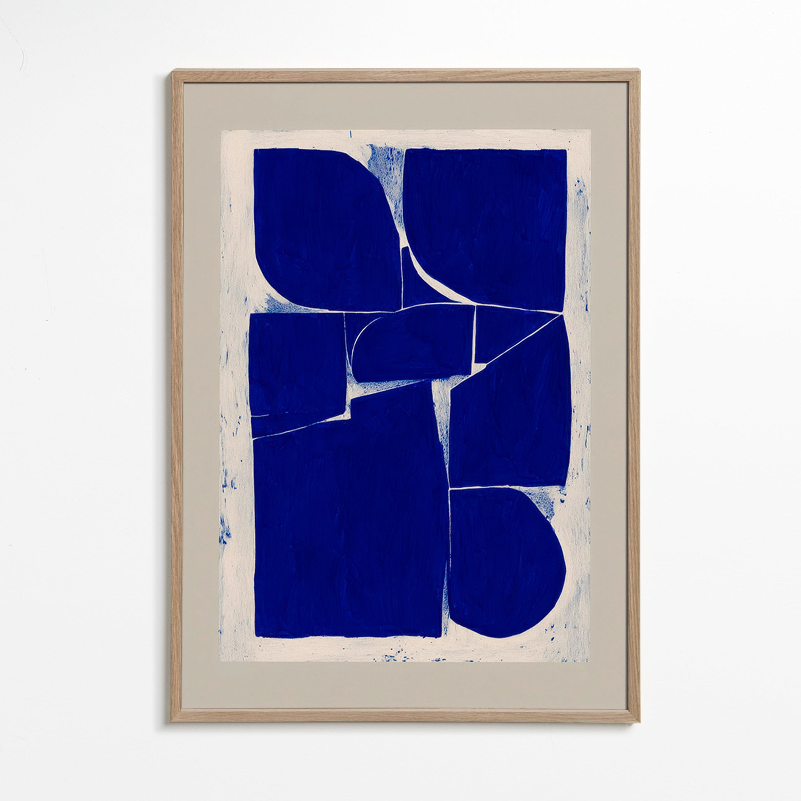 Geometrisk kunst indigo blokke – Oak Frame