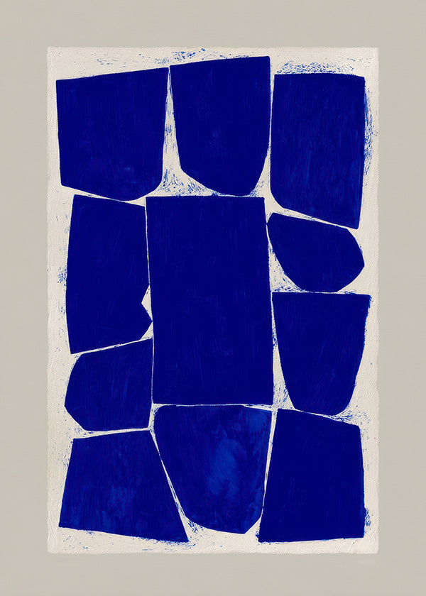 Abstrakt kunst med blå blokke