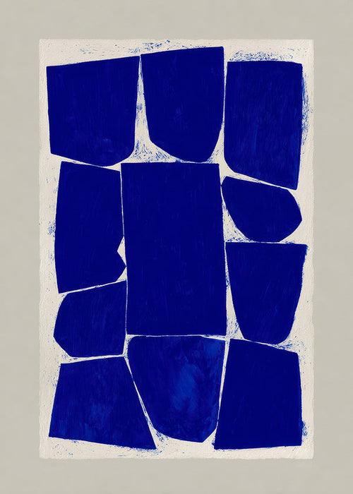 Abstrakt kunst med blå blokke