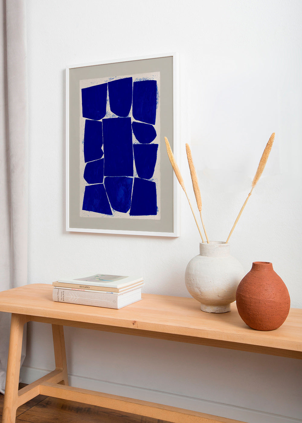 Abstrakt kunst med blå blokke – Product1