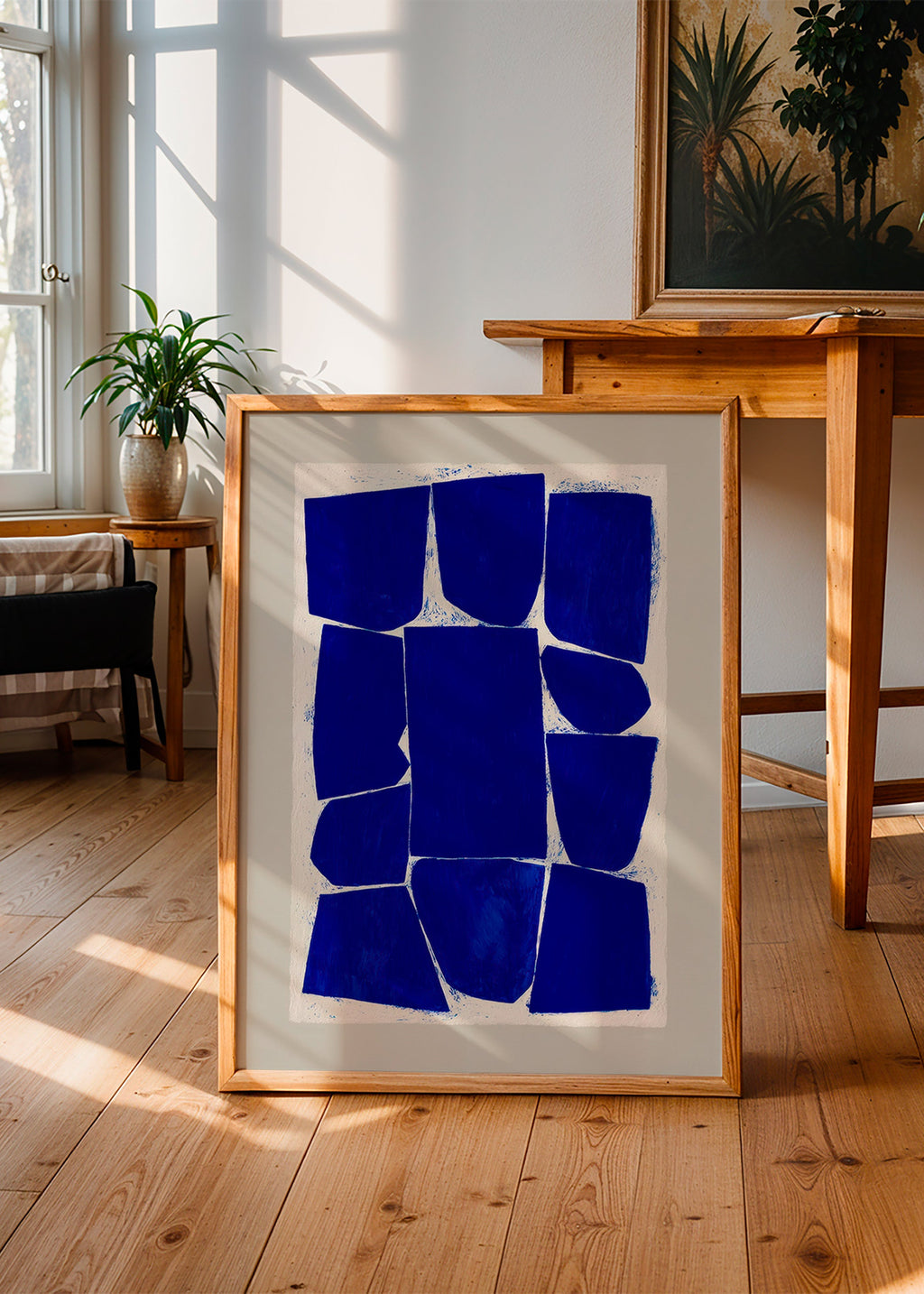 Abstrakt kunst med blå blokke – Product3