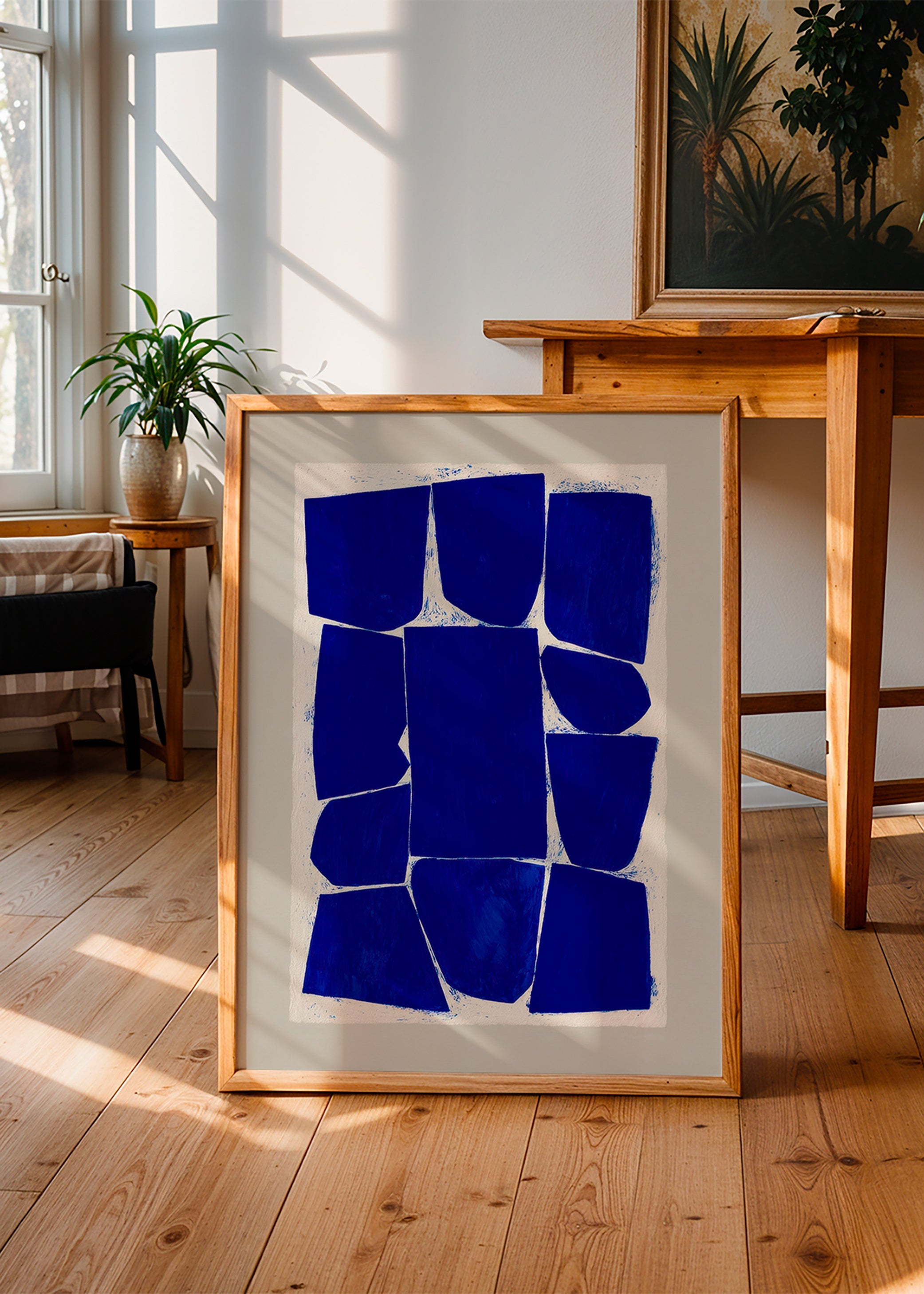 Abstrakt kunst med blå blokke – Product3