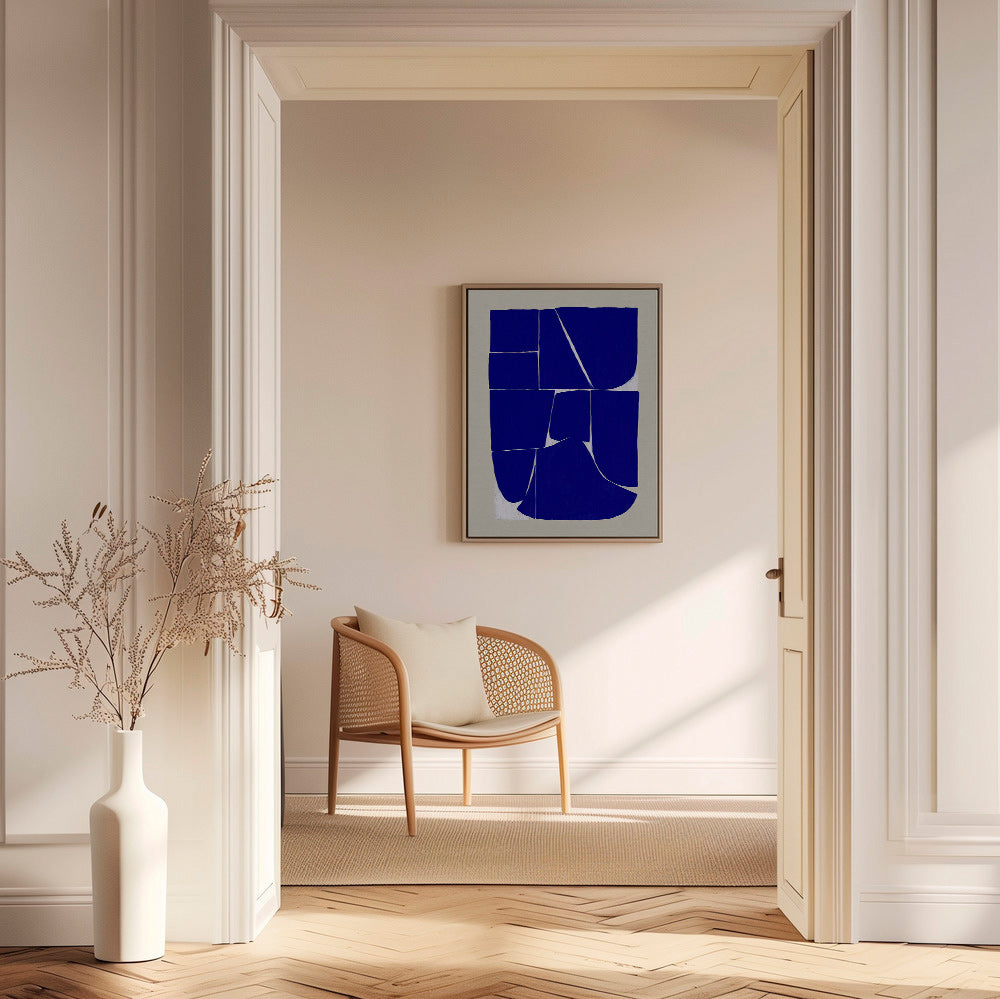 Geometrisk plakat i indigo med organiske blokke – Canvas1