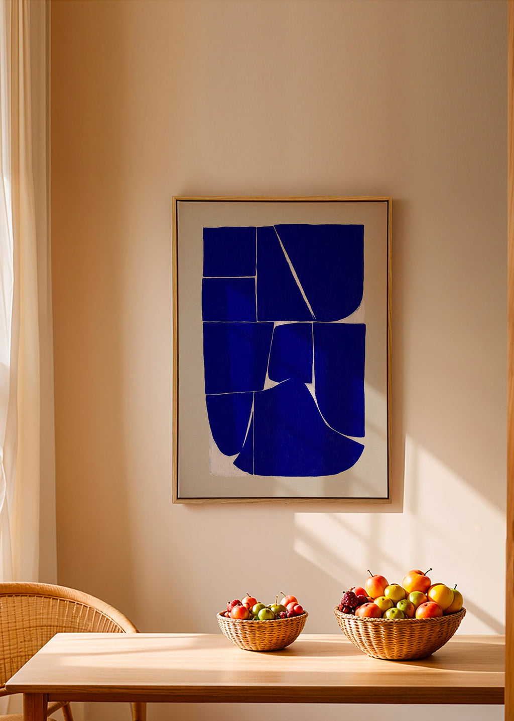 Geometrisk plakat i indigo med organiske blokke – Canvas2