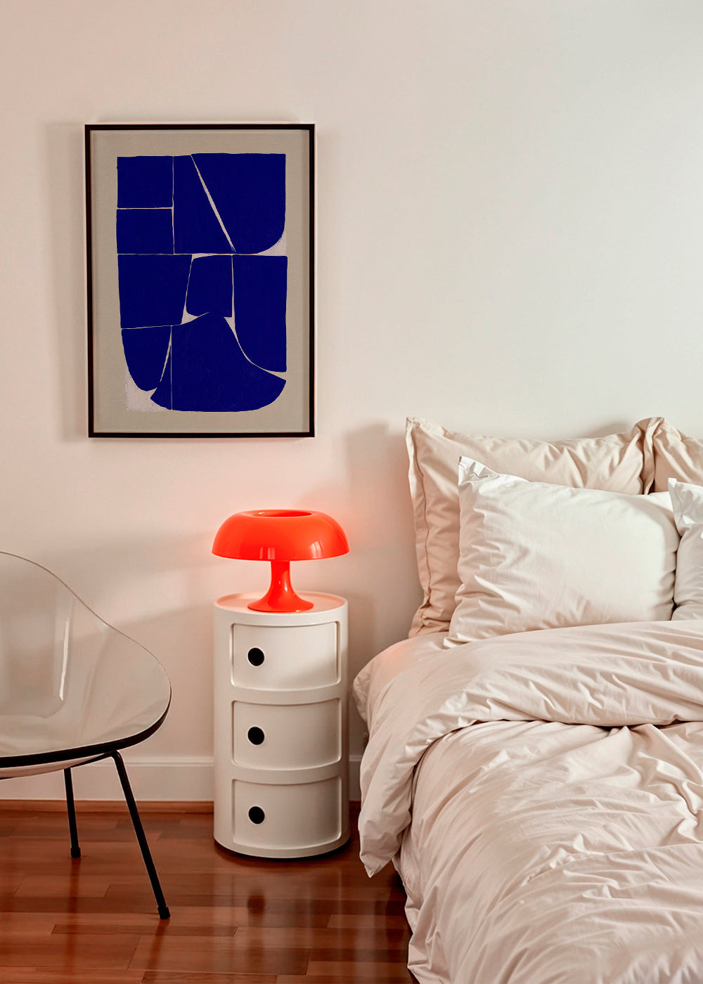 Geometrisk plakat i indigo med organiske blokke – Product1