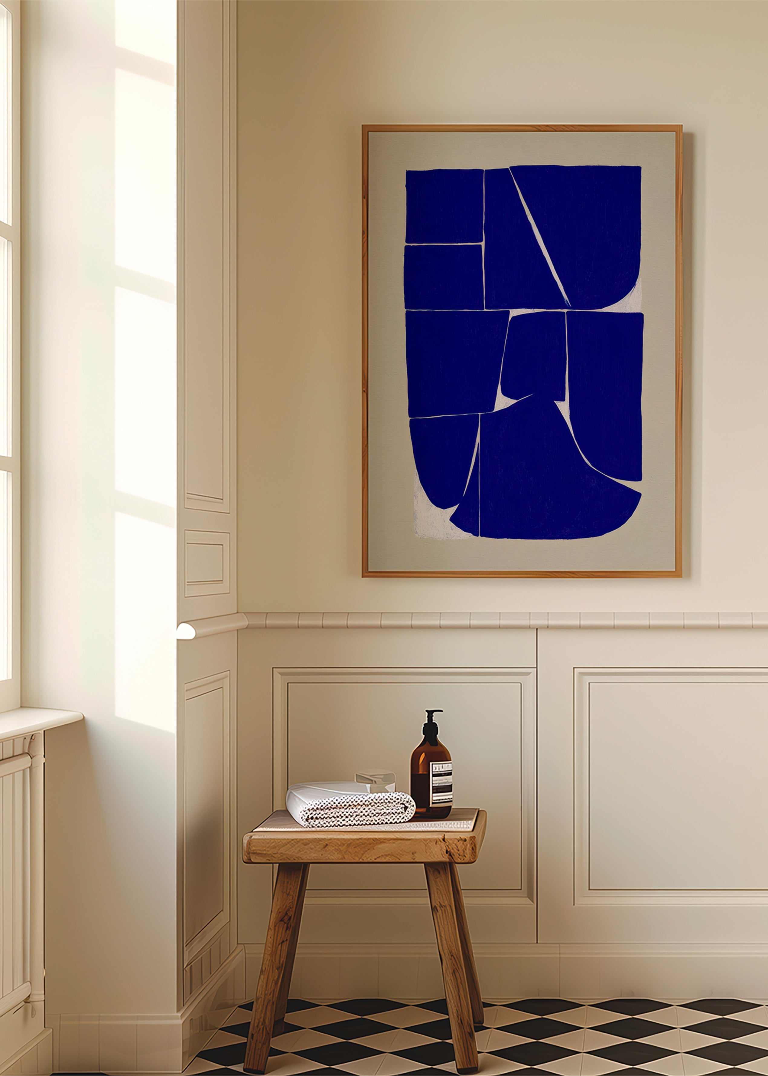 Geometrisk plakat i indigo med organiske blokke – Product2