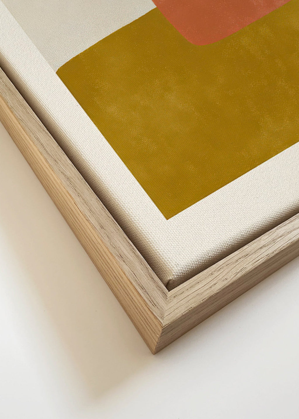 Abstrakt billede med terracotta og okker blokke – Canvas detail
