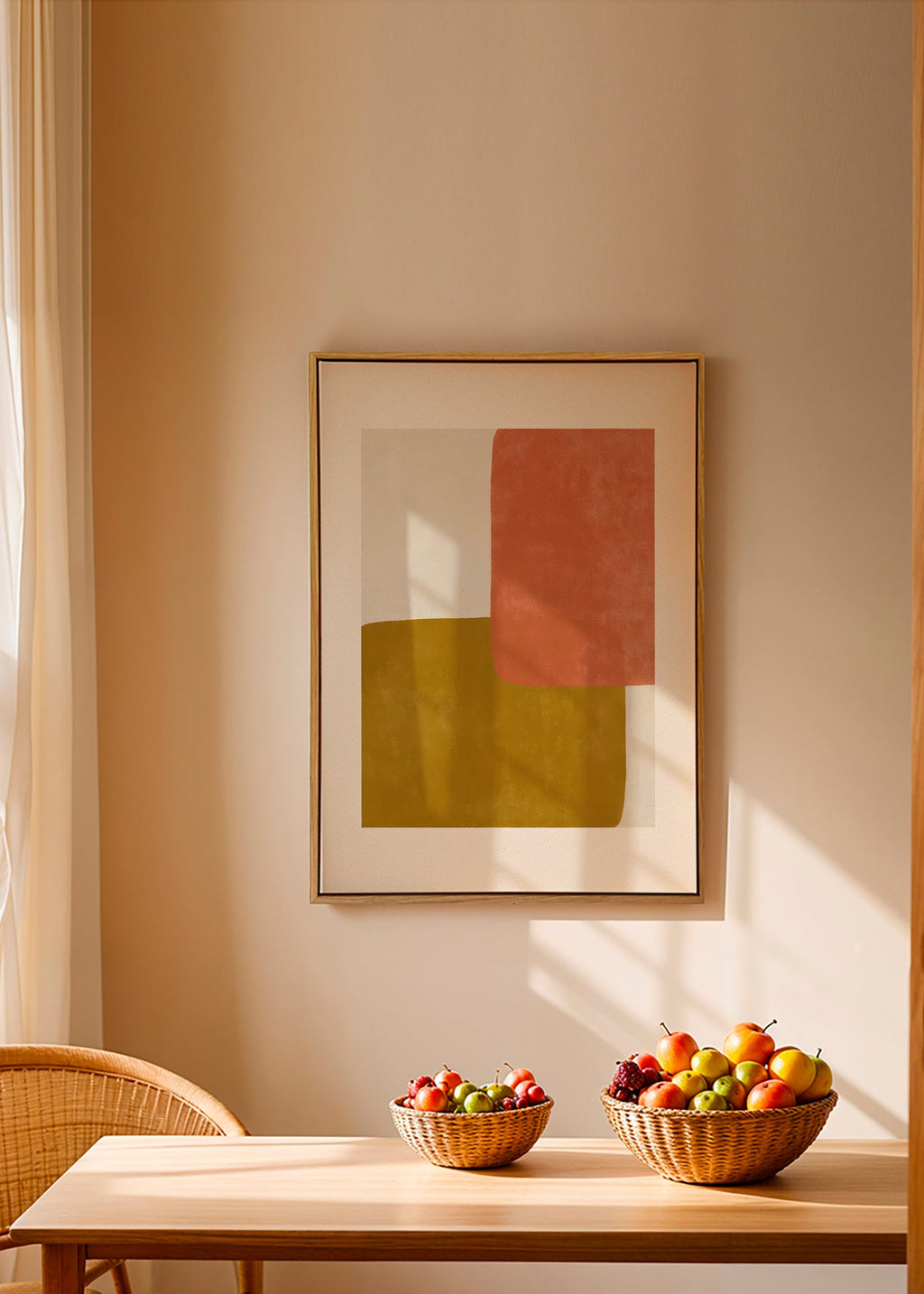 Abstrakt billede med terracotta og okker blokke – Canvas1