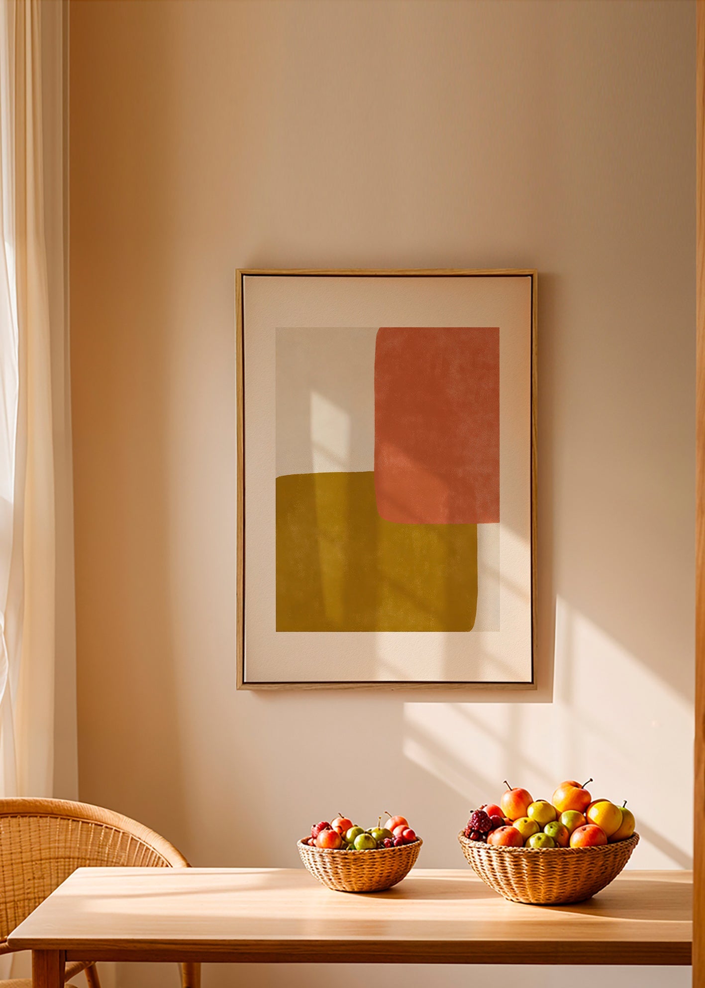 Abstrakt billede med terracotta og okker blokke – Canvas1