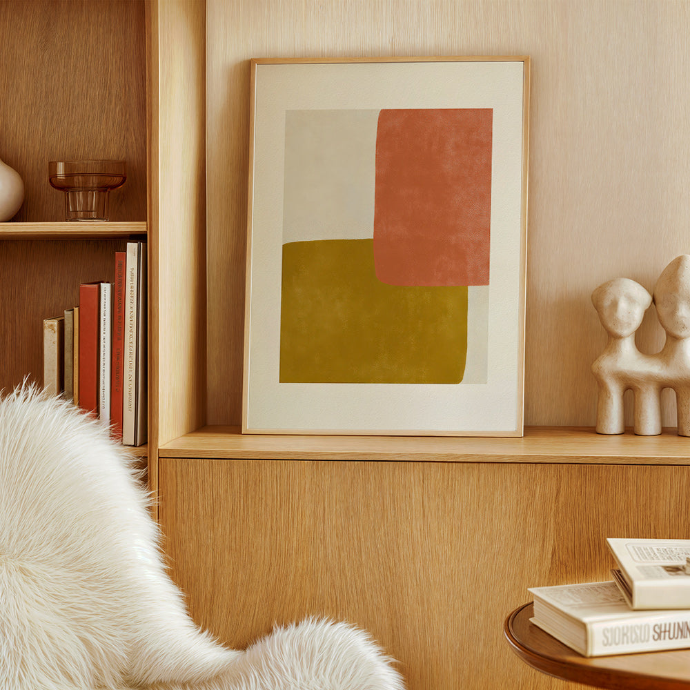 Abstrakt billede med terracotta og okker blokke – Product2