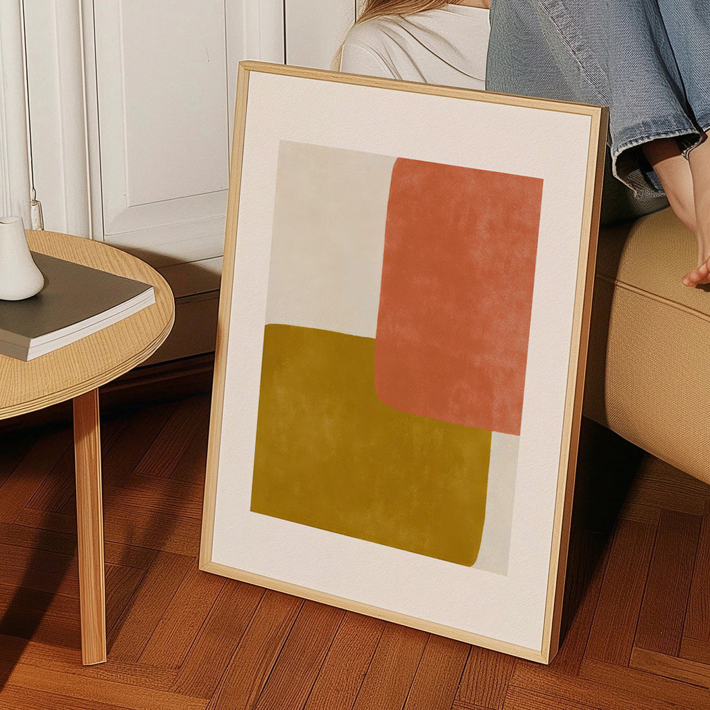 Abstrakt billede med terracotta og okker blokke – Product3