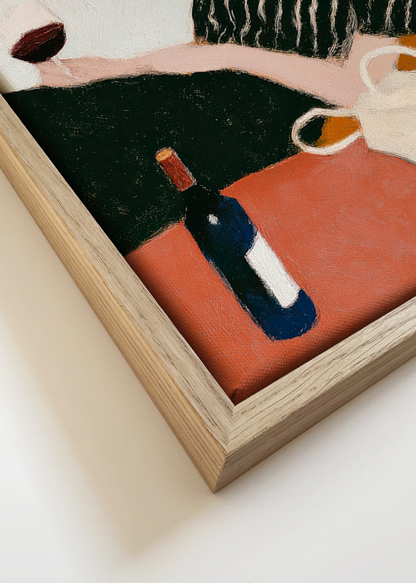 Køkkenkunst kvinde med vinglas – Canvas detail
