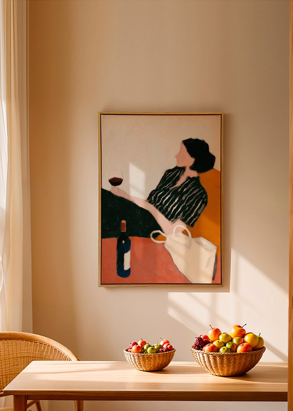Køkkenkunst kvinde med vinglas – Canvas1