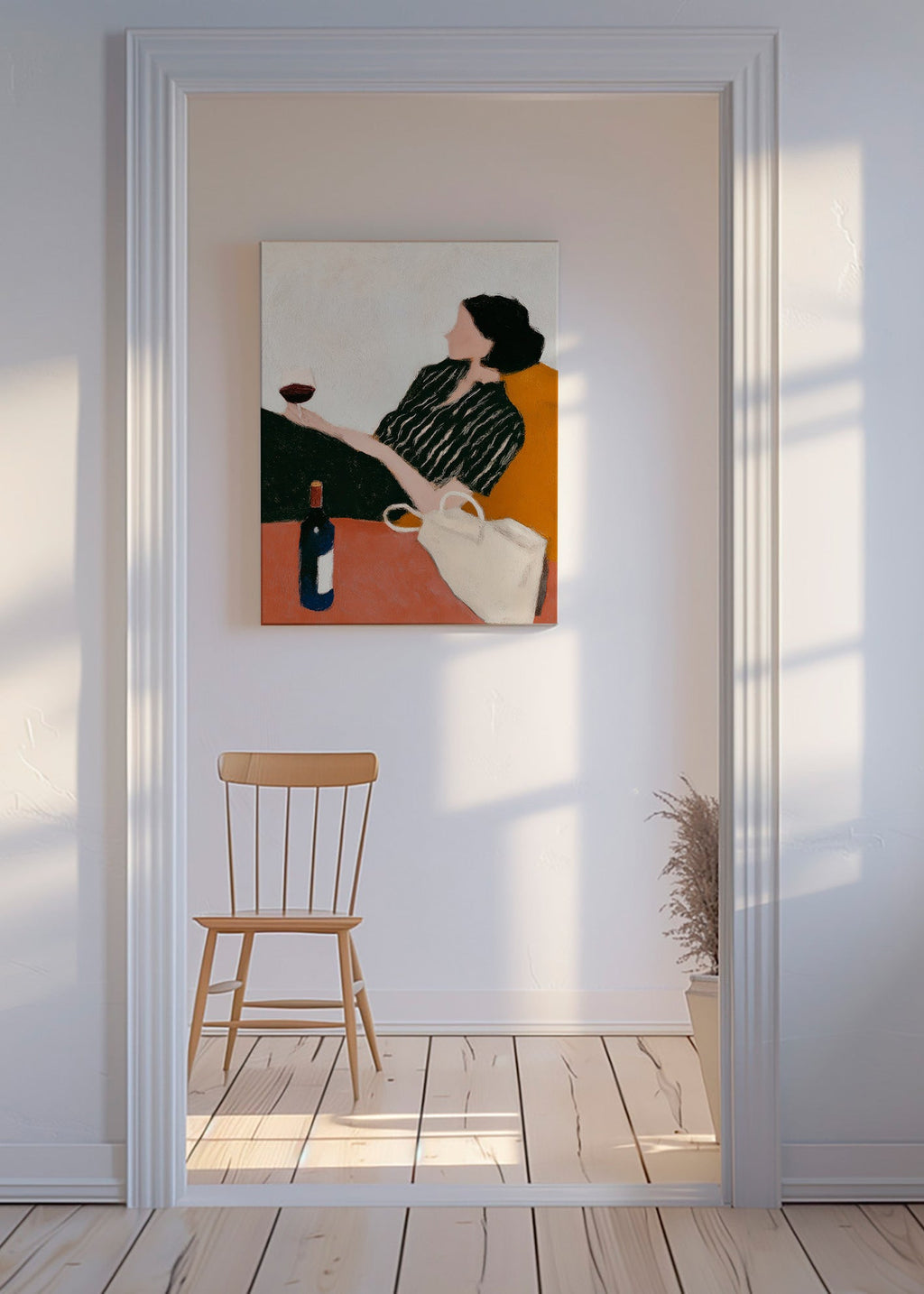 Køkkenkunst kvinde med vinglas – Canvas