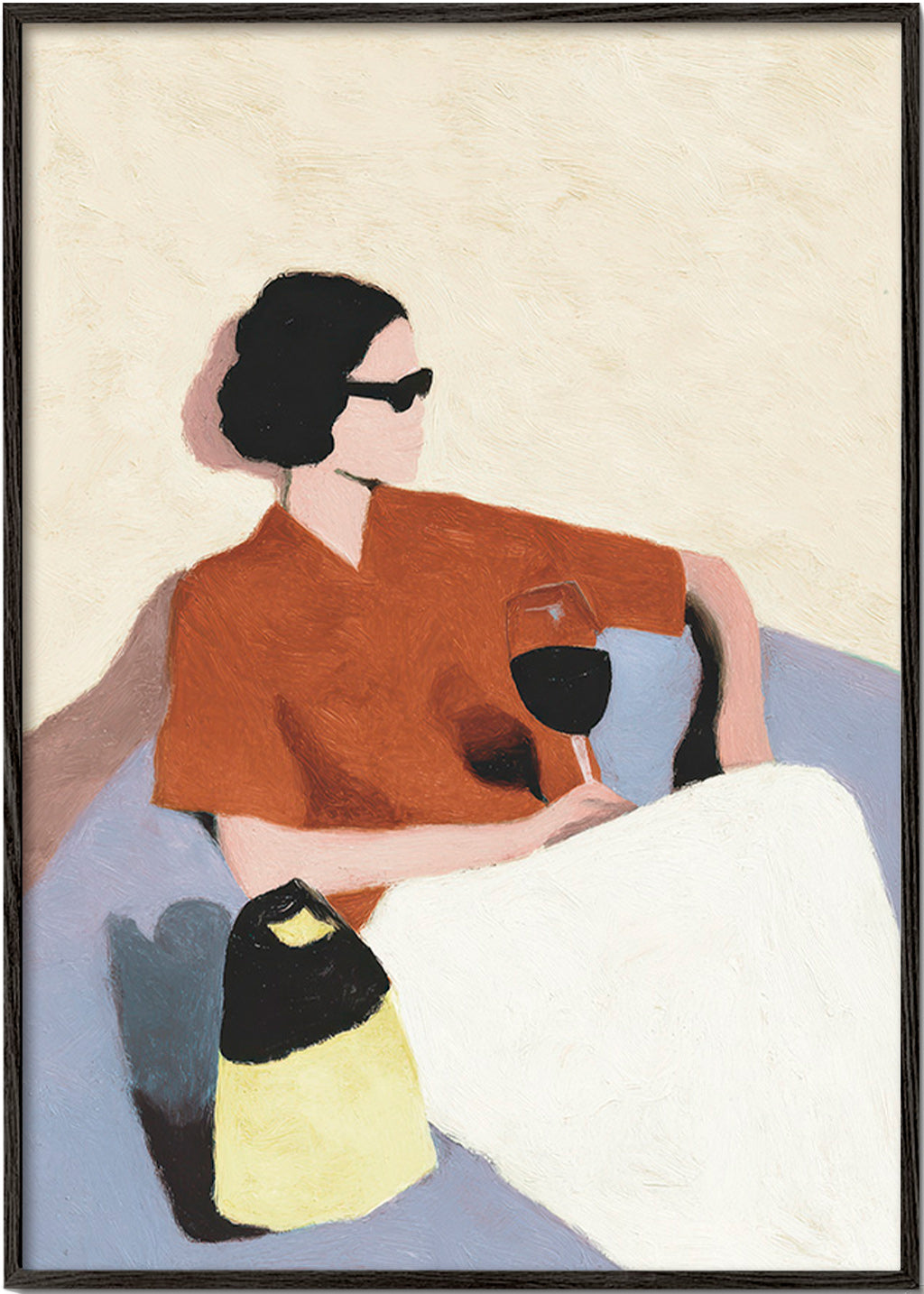 Køkkenkunst kvinde med vinglas – Black Frame