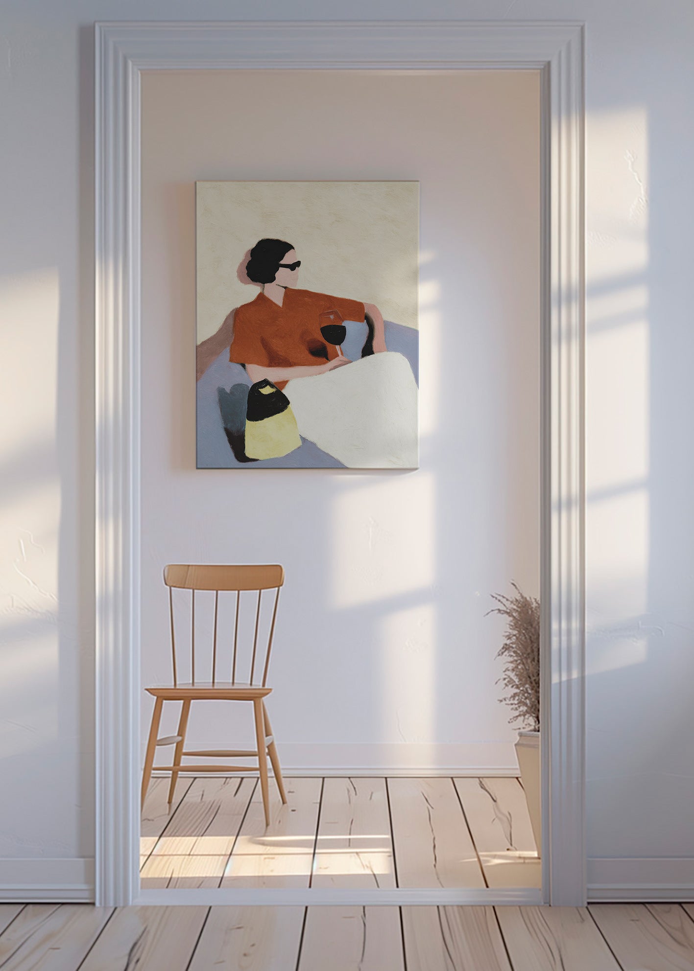 Køkkenkunst kvinde med vinglas – Canvas