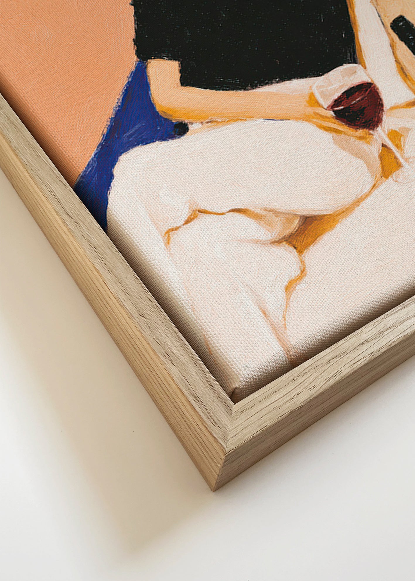 Køkkenkunst: afslappet kvinde med vinglas – Canvas detail