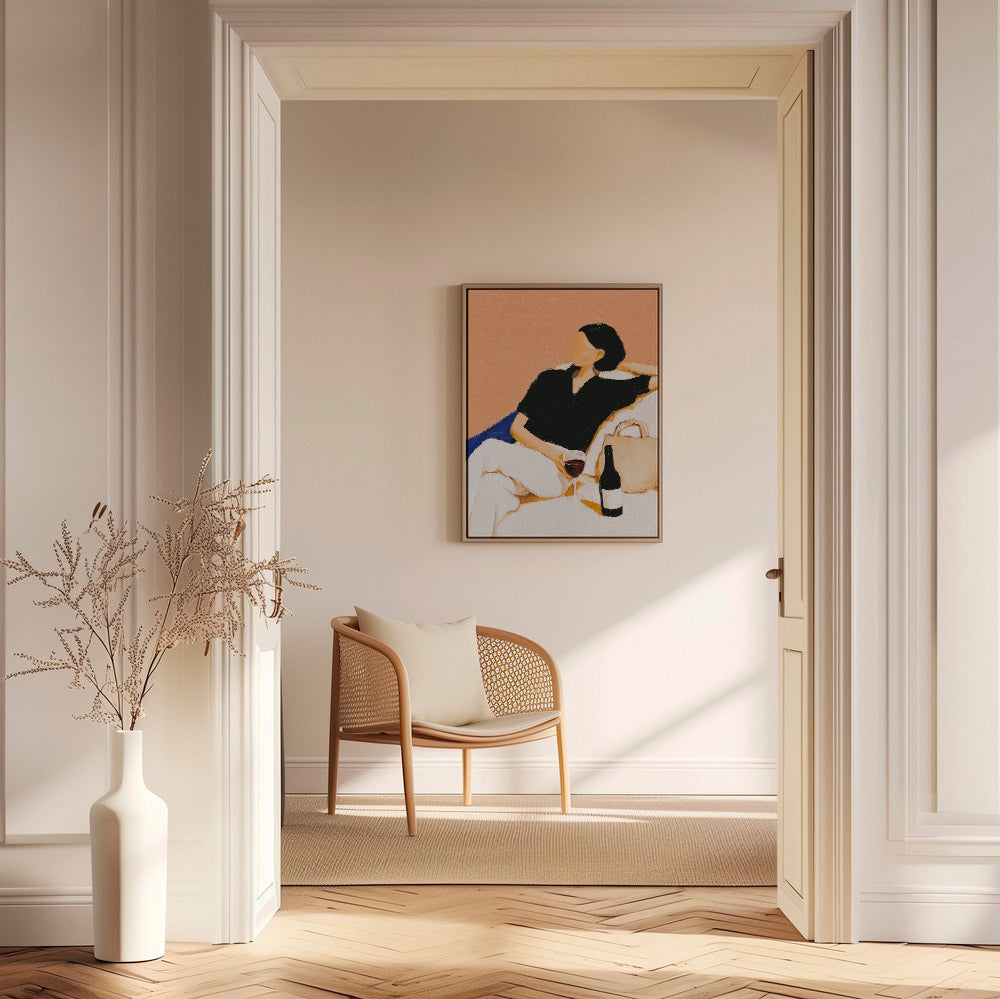 Køkkenkunst: afslappet kvinde med vinglas – Canvas2