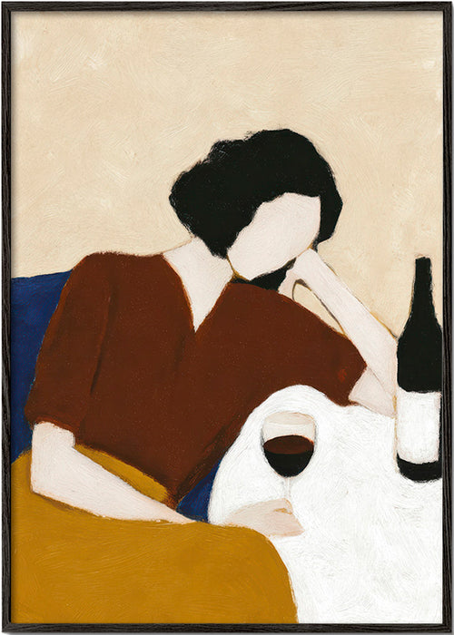 Køkkenkunst med figur og vinglas – Black Frame