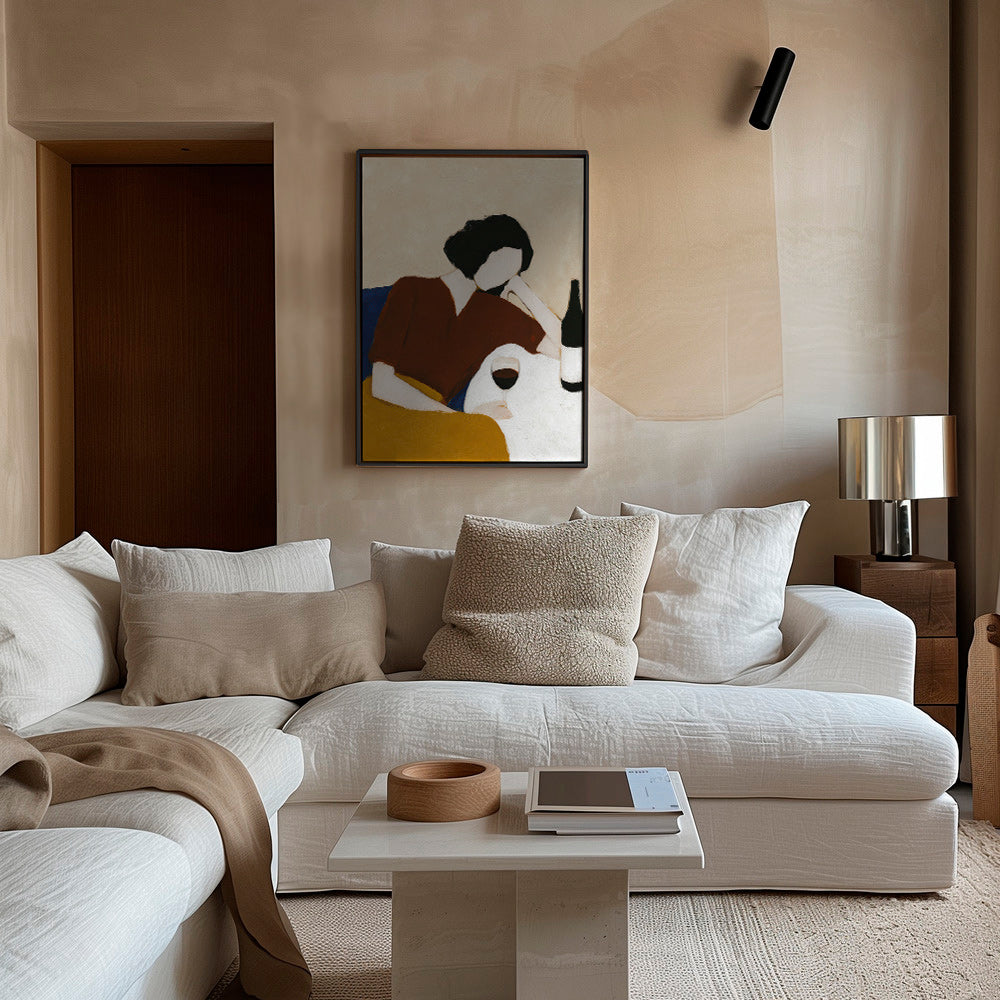 Køkkenkunst med figur og vinglas – Canvas1